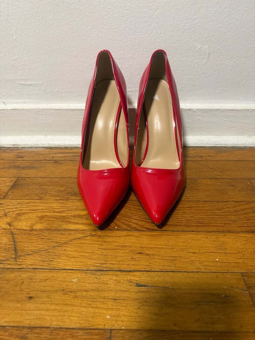 Red Patent Leather Pointed Toe Stiletto Pumps Size 40